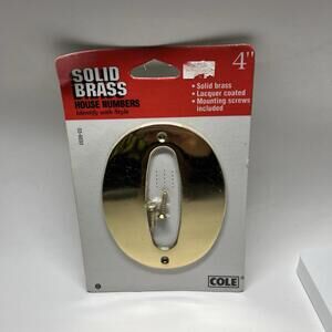 #0 Vintage Cole Solid Brass Number House Numbers 4” Hardware New In Package